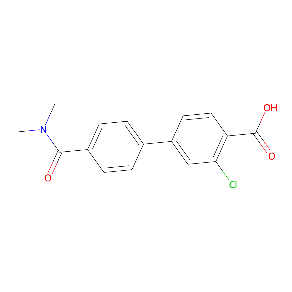 3-Chloro-4'-(dimethylcarbamoyl)-[1,1'-biphenyl]-4-carboxylic acid molecular structure, CAS 1261915-64-3