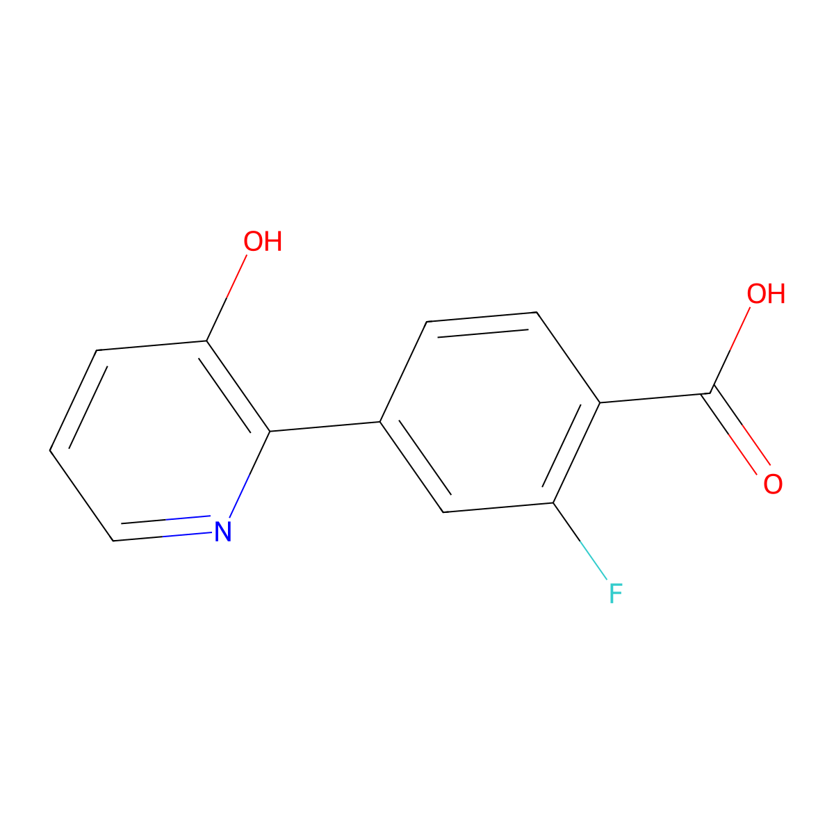 2-Fluoro-4-(3-hydroxypyridin-2-yl)benzoic acid molecular structure, CAS 1261915-86-9