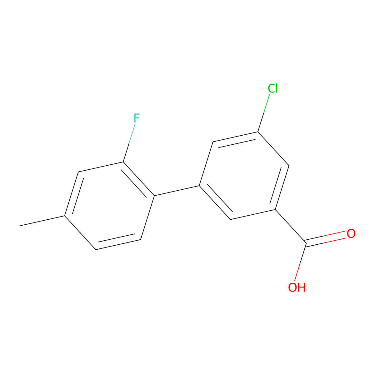 5-Chloro-3-(2-fluoro-4-methylphenyl)benzoic acid molecular structure, CAS 1261915-87-0