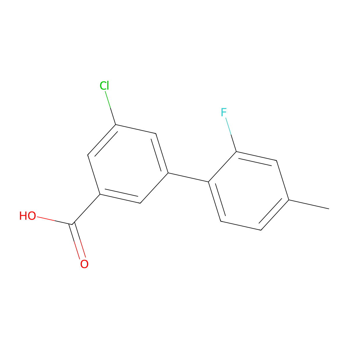 5-Chloro-3-(2-fluoro-4-methylphenyl)benzoic acid molecular structure, CAS 1261915-87-0