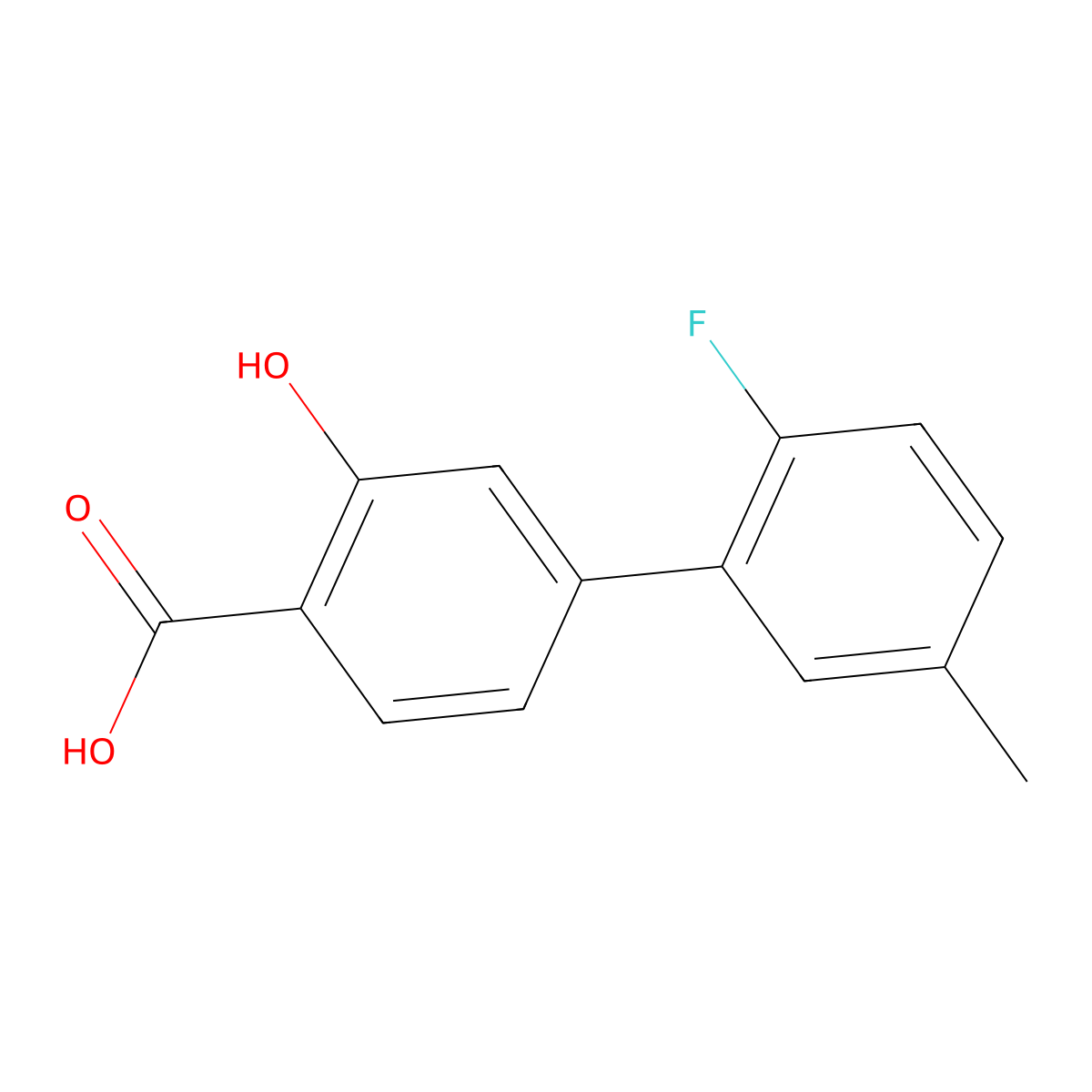 4-(2-Fluoro-5-methylphenyl)-2-hydroxybenzoic acid molecular structure, CAS 1261915-97-2