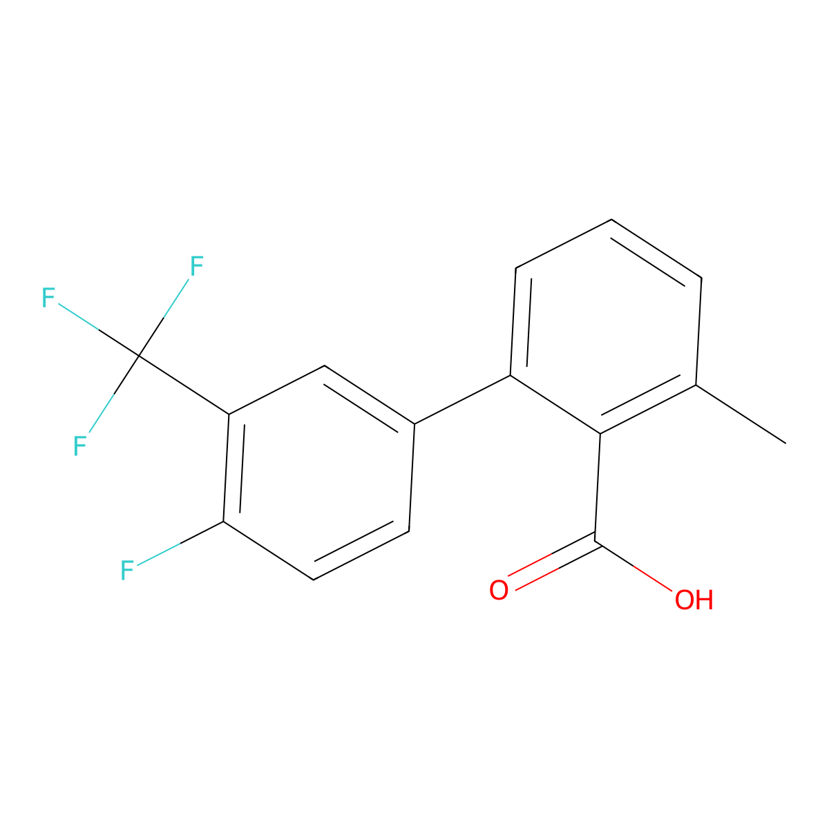 2-(4-Fluoro-3-trifluoromethylphenyl)-6-methylbenzoic acid molecular structure, CAS 1261916-10-2