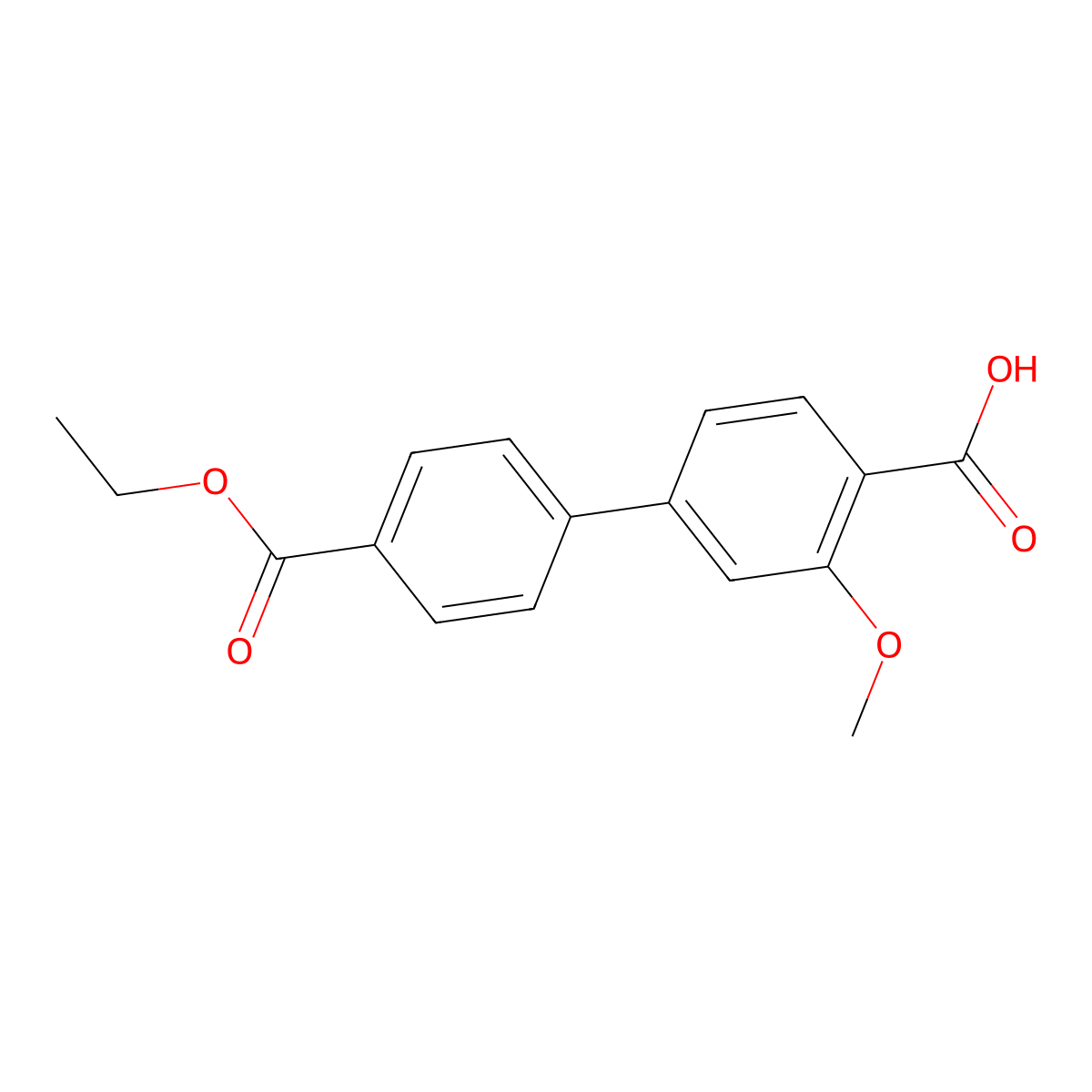 4-(4-Ethoxycarbonylphenyl)-2-methoxybenzoic acid molecular structure, CAS 1261916-11-3