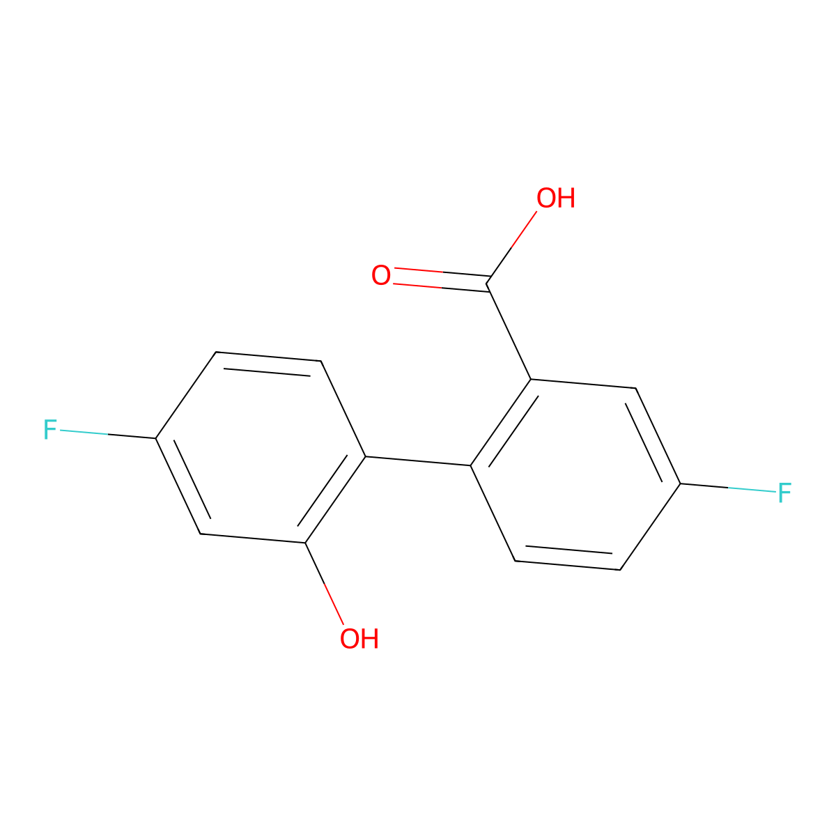 5-Fluoro-2-(4-fluoro-2-hydroxyphenyl)benzoic acid molecular structure, CAS 1261916-28-2