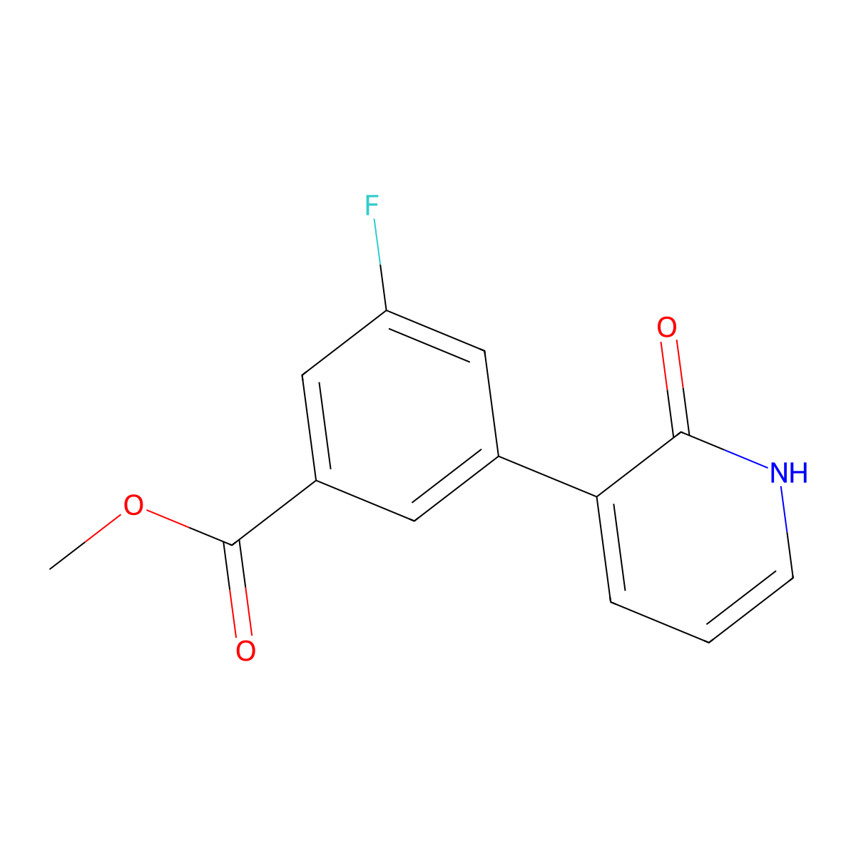 Methyl 3-fluoro-5-(2-oxo-1,2-dihydropyridin-3-yl)benzoate molecular structure, CAS 1261916-31-7