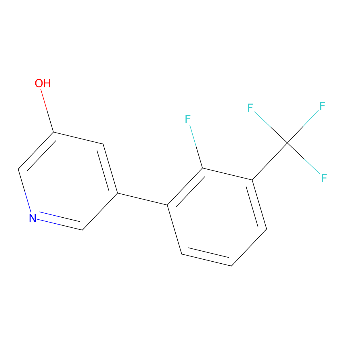 5-[2-Fluoro-3-(trifluoromethyl)phenyl]pyridin-3-ol molecular structure, CAS 1261916-50-0
