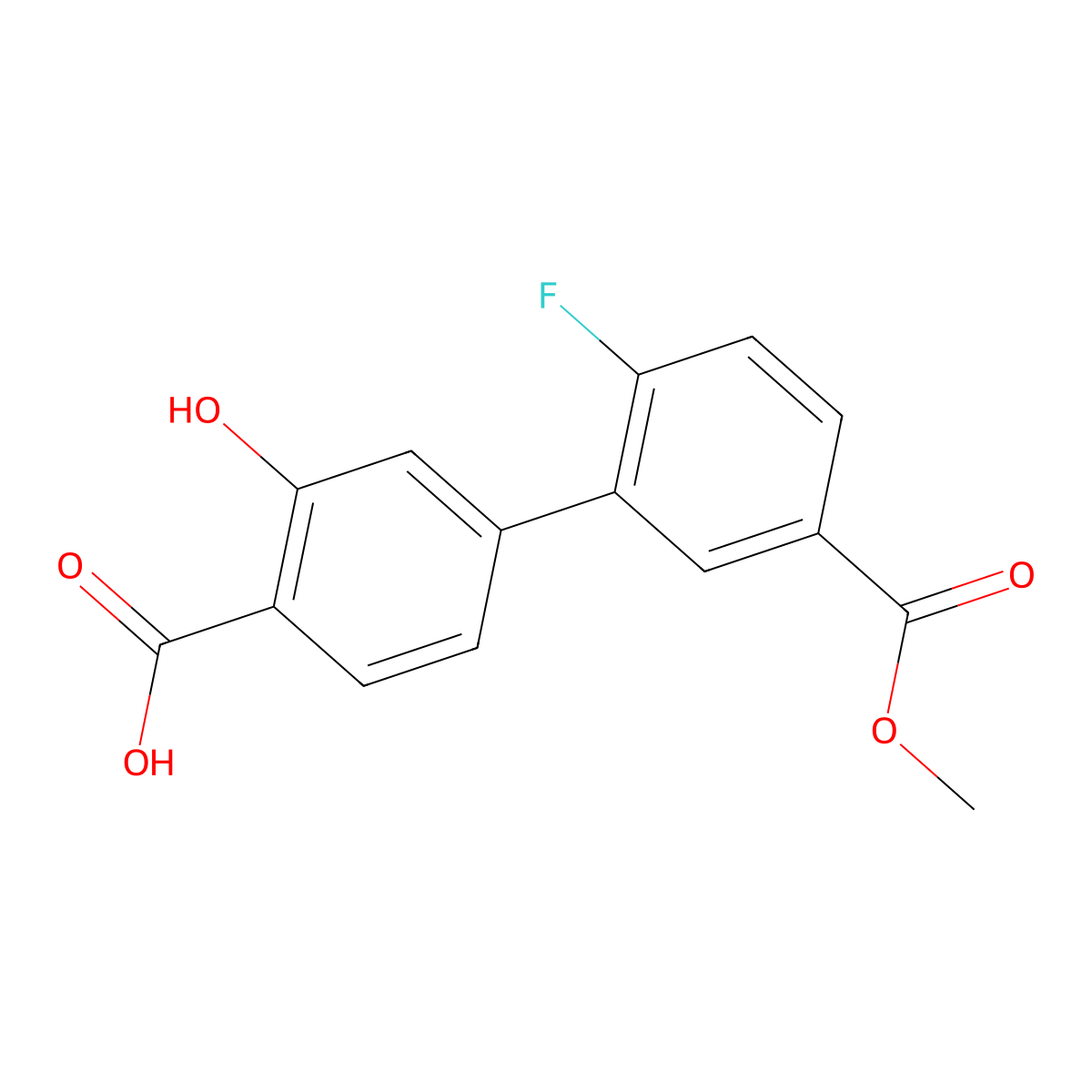 4-(2-Fluoro-5-methoxycarbonylphenyl)-2-hydroxybenzoic acid molecular structure, CAS 1261916-54-4