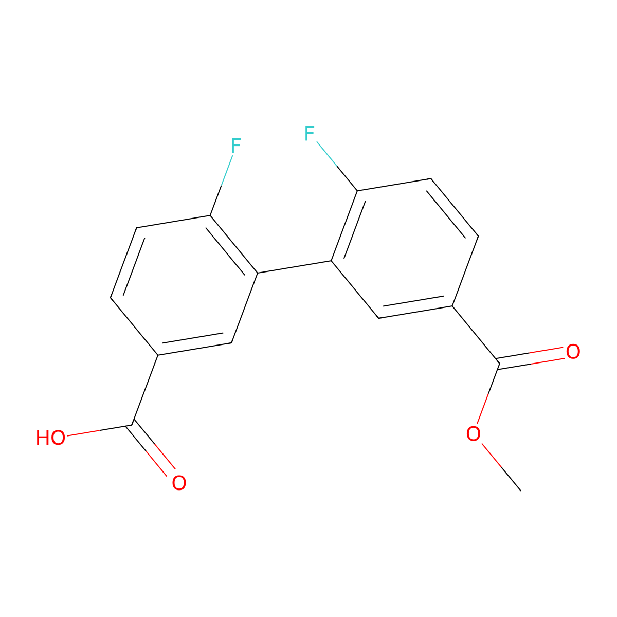 4-Fluoro-3-(2-fluoro-5-methoxycarbonylphenyl)benzoic acid molecular structure, CAS 1261916-60-2