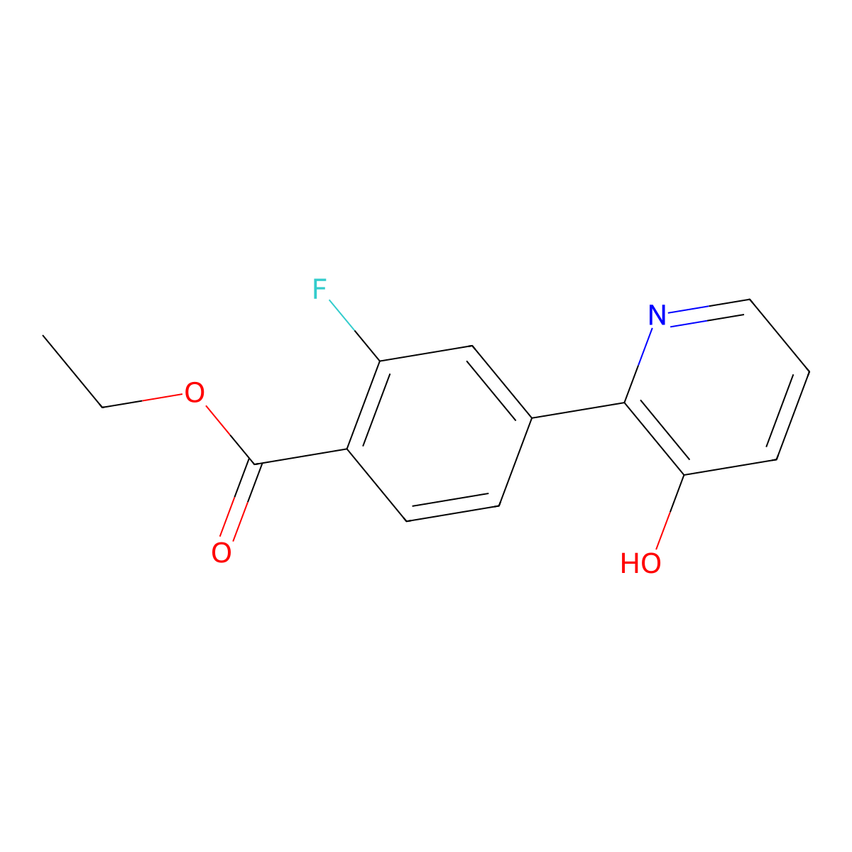 Ethyl 2-fluoro-4-(3-hydroxypyridin-2-yl)benzoate molecular structure, CAS 1261916-61-3