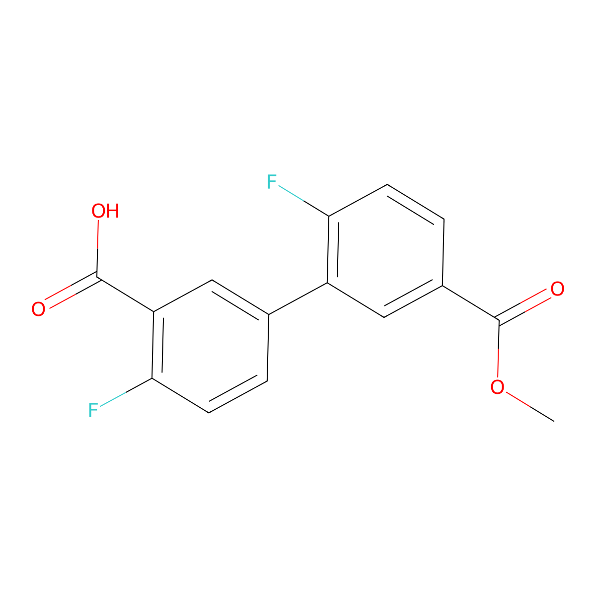2-Fluoro-5-(2-fluoro-5-methoxycarbonylphenyl)benzoic acid molecular structure, CAS 1261916-64-6