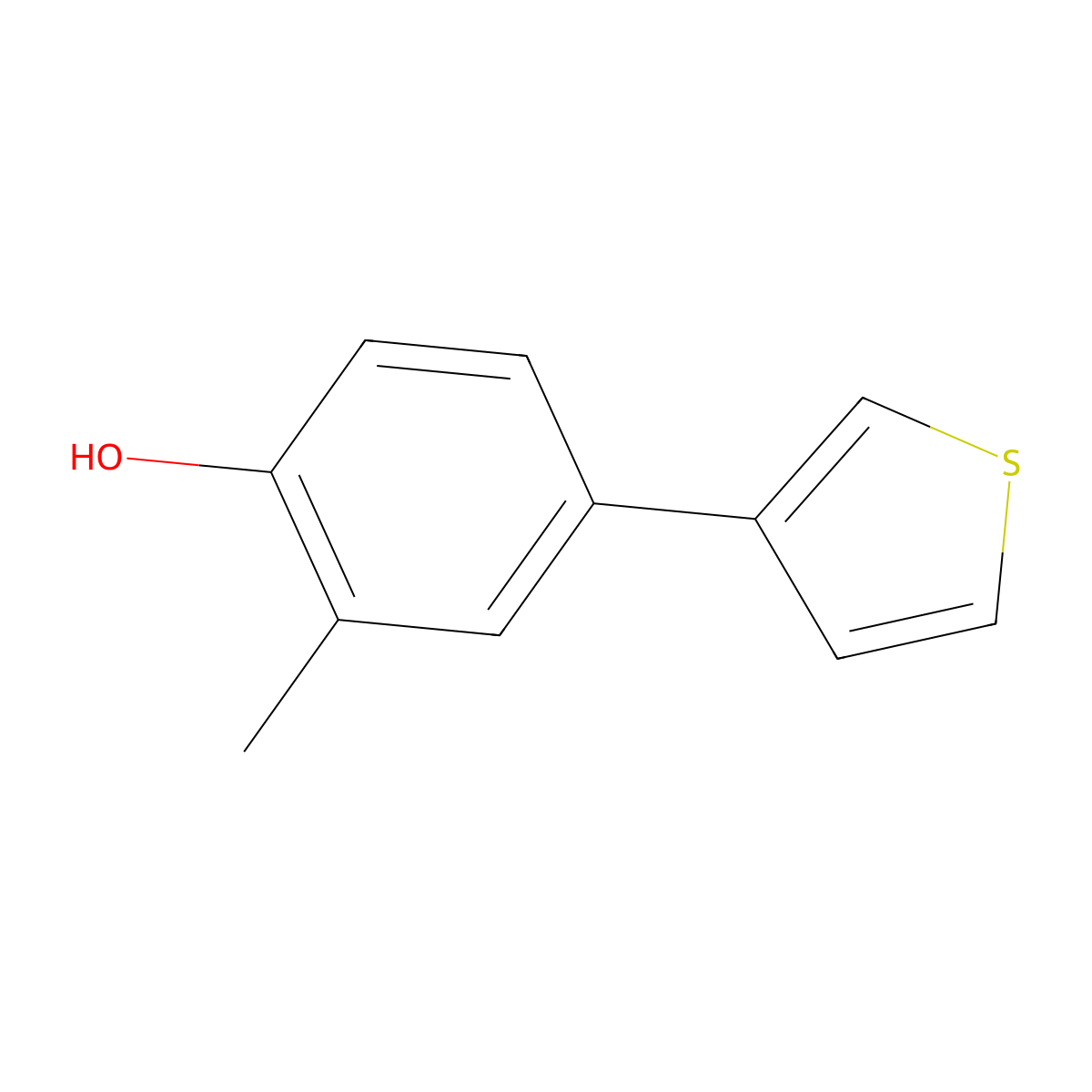 2-Methyl-4-(thiophen-3-YL)phenol molecular structure, CAS 1261916-69-1