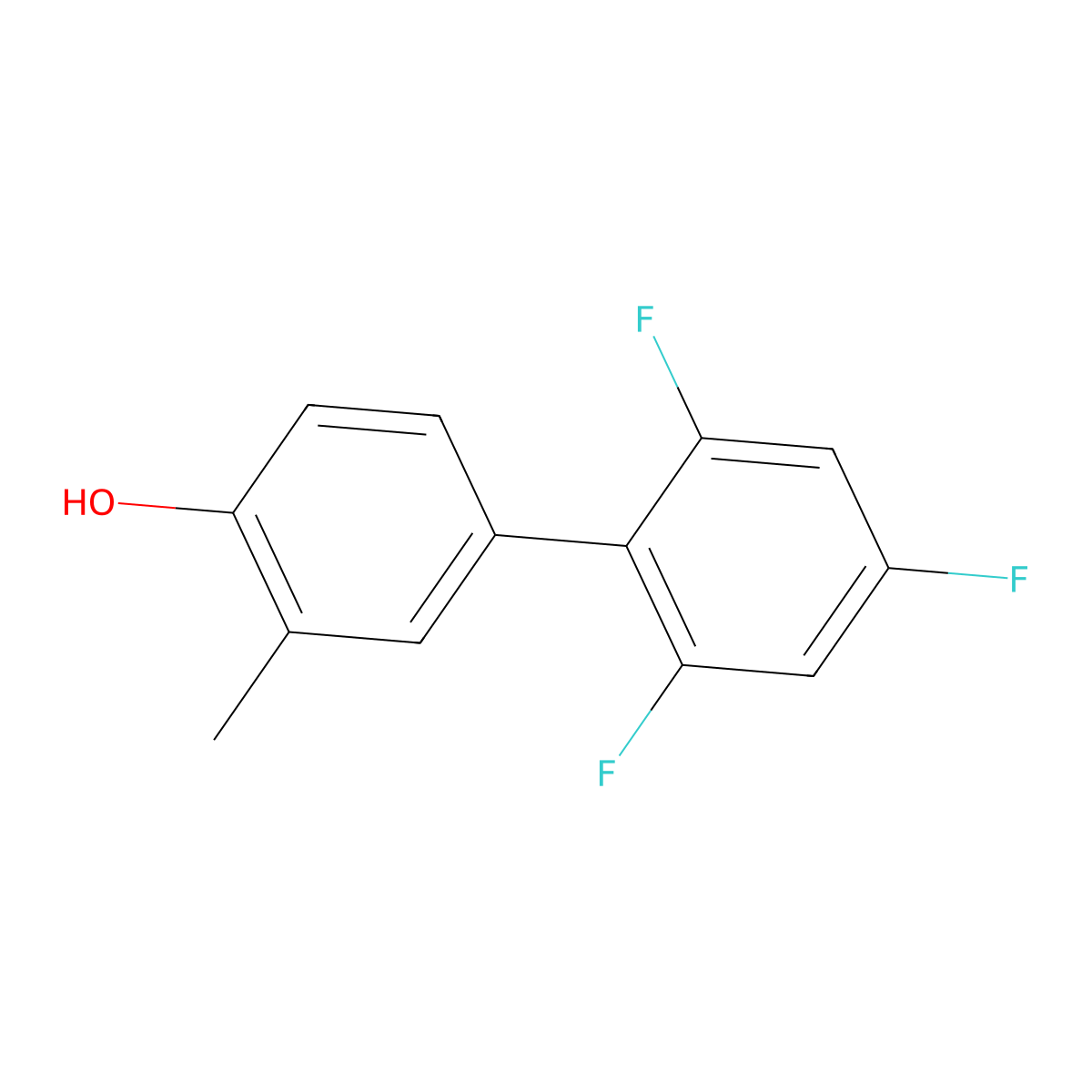 2-Methyl-4-(2,4,6-trifluorophenyl)phenol molecular structure, CAS 1261917-32-1