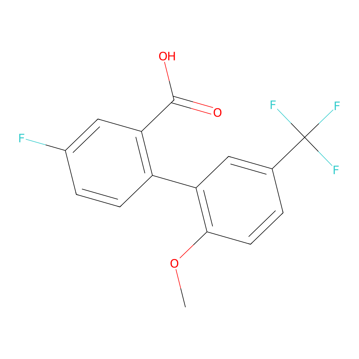 5-Fluoro-2-(2-methoxy-5-trifluoromethylphenyl)benzoic acid molecular structure, CAS 1261917-70-7