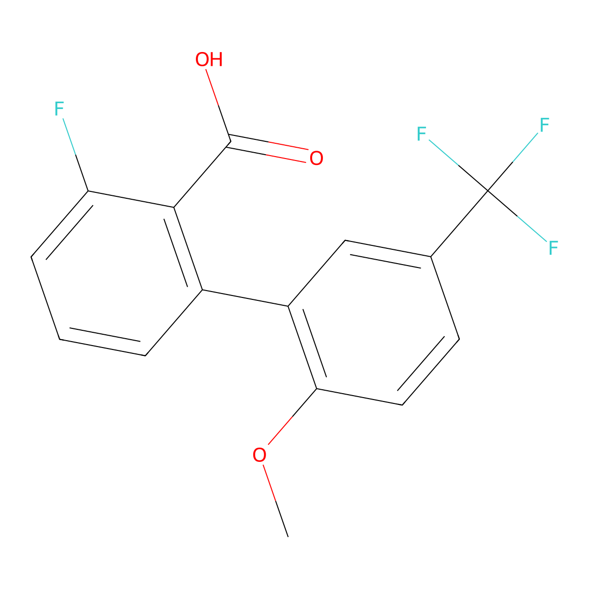 6-Fluoro-2-(2-methoxy-5-trifluoromethylphenyl)benzoic acid molecular structure, CAS 1261917-73-0
