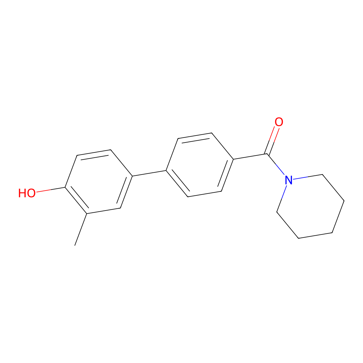 2-Methyl-4-[4-(piperidine-1-carbonyl)phenyl]phenol molecular structure, CAS 1261917-80-9