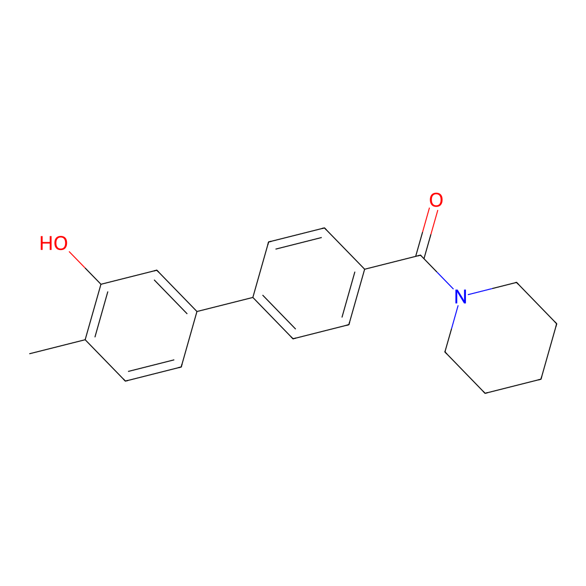 2-Methyl-5-[4-(piperidine-1-carbonyl)phenyl]phenol molecular structure, CAS 1261917-81-0