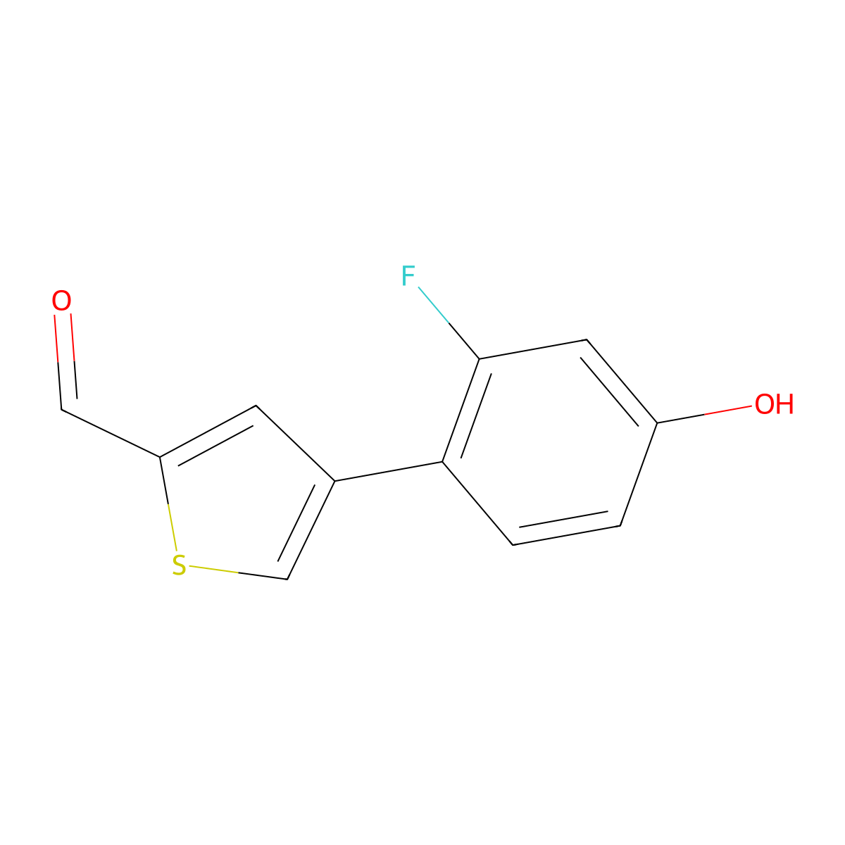 4-(2-Fluoro-4-hydroxyphenyl)thiophene-2-carbaldehyde molecular structure, CAS 1261918-07-3