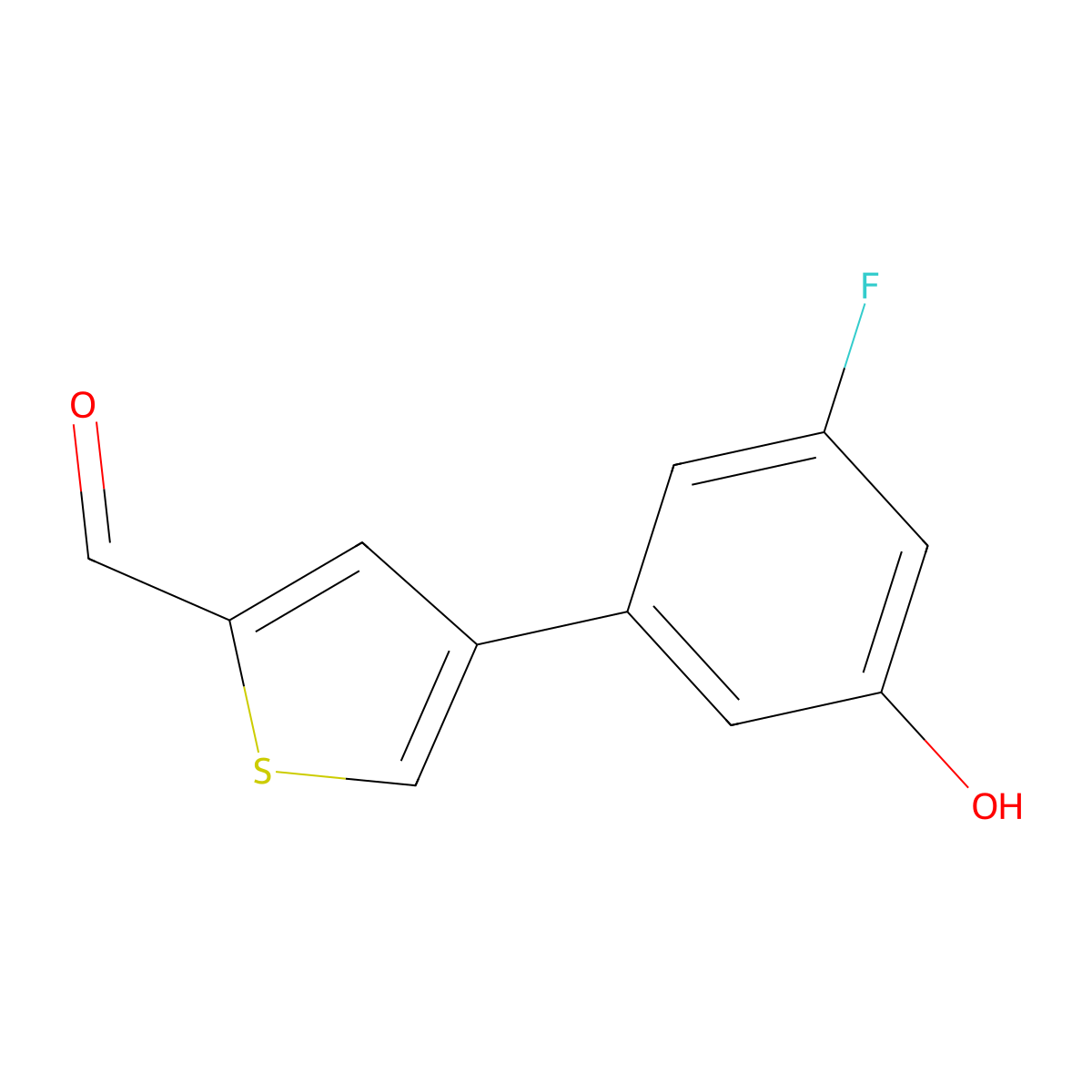 4-(3-Fluoro-5-hydroxyphenyl)thiophene-2-carbaldehyde molecular structure, CAS 1261918-08-4