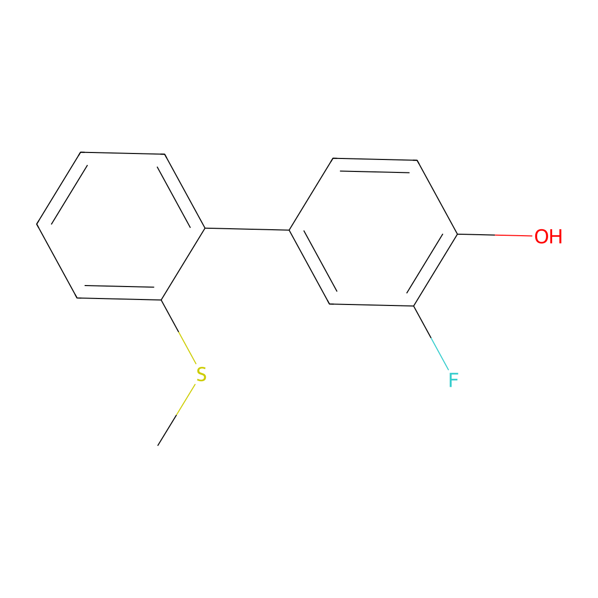 2-Fluoro-4-(2-methylthiophenyl)phenol molecular structure, CAS 1261918-15-3