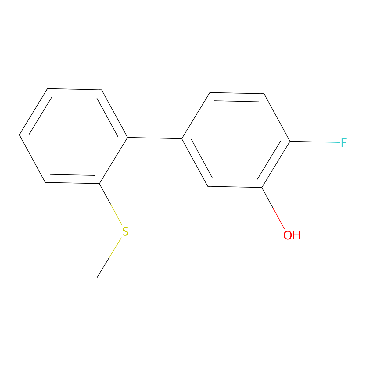 2-Fluoro-5-(2-methylthiophenyl)phenol molecular structure, CAS 1261918-16-4