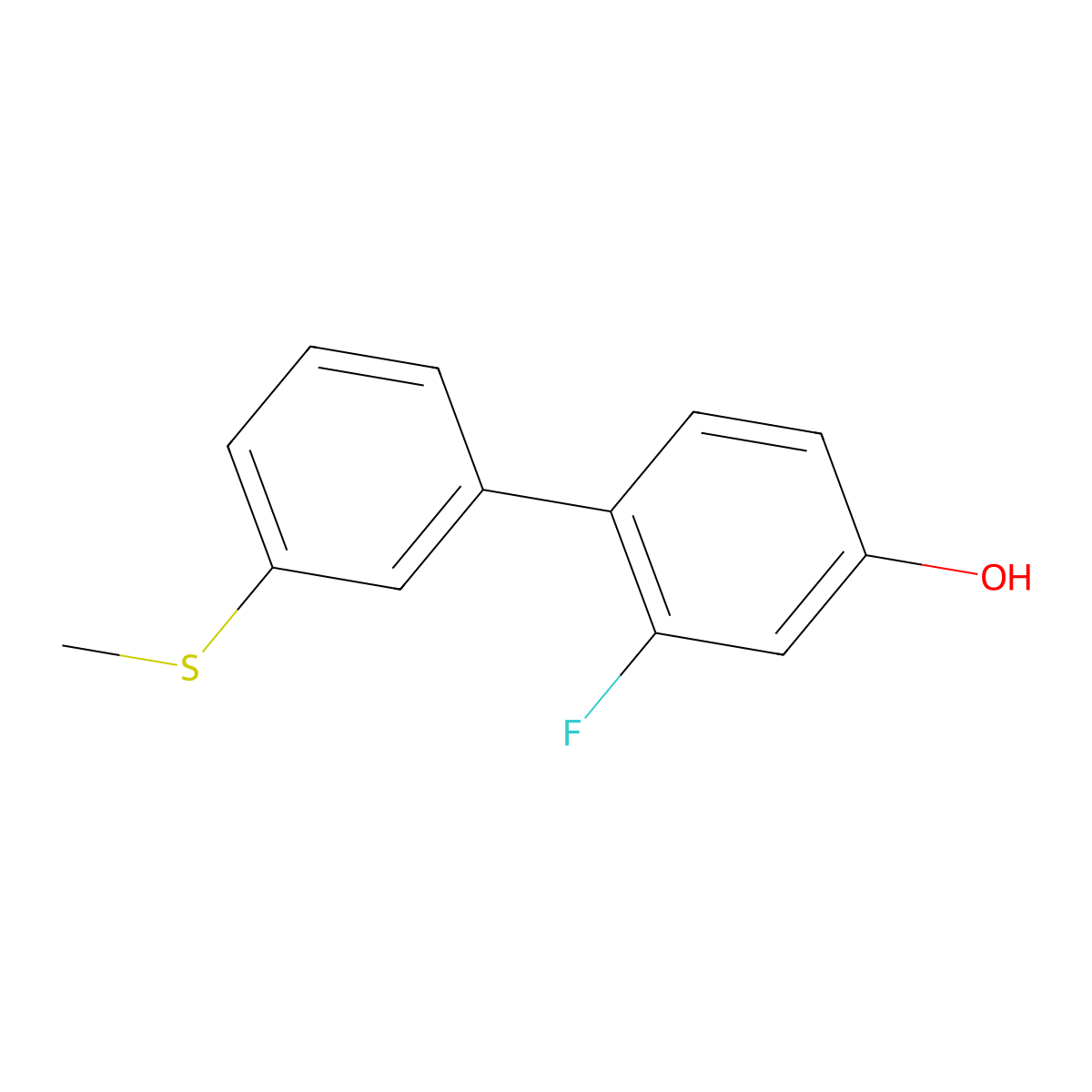 3-Fluoro-4-(3-methylthiophenyl)phenol molecular structure, CAS 1261918-18-6