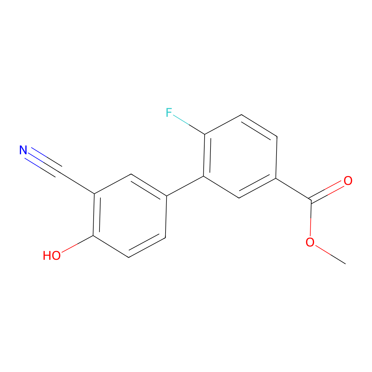 2-Cyano-4-(2-fluoro-5-methoxycarbonylphenyl)phenol molecular structure, CAS 1261918-24-4