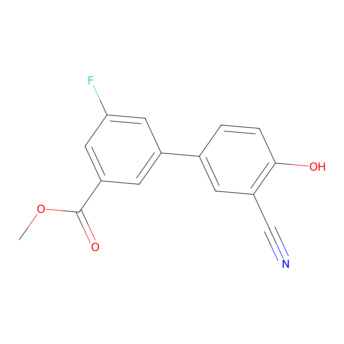 2-Cyano-4-(3-fluoro-5-methoxycarbonylphenyl)phenol molecular structure, CAS 1261918-27-7