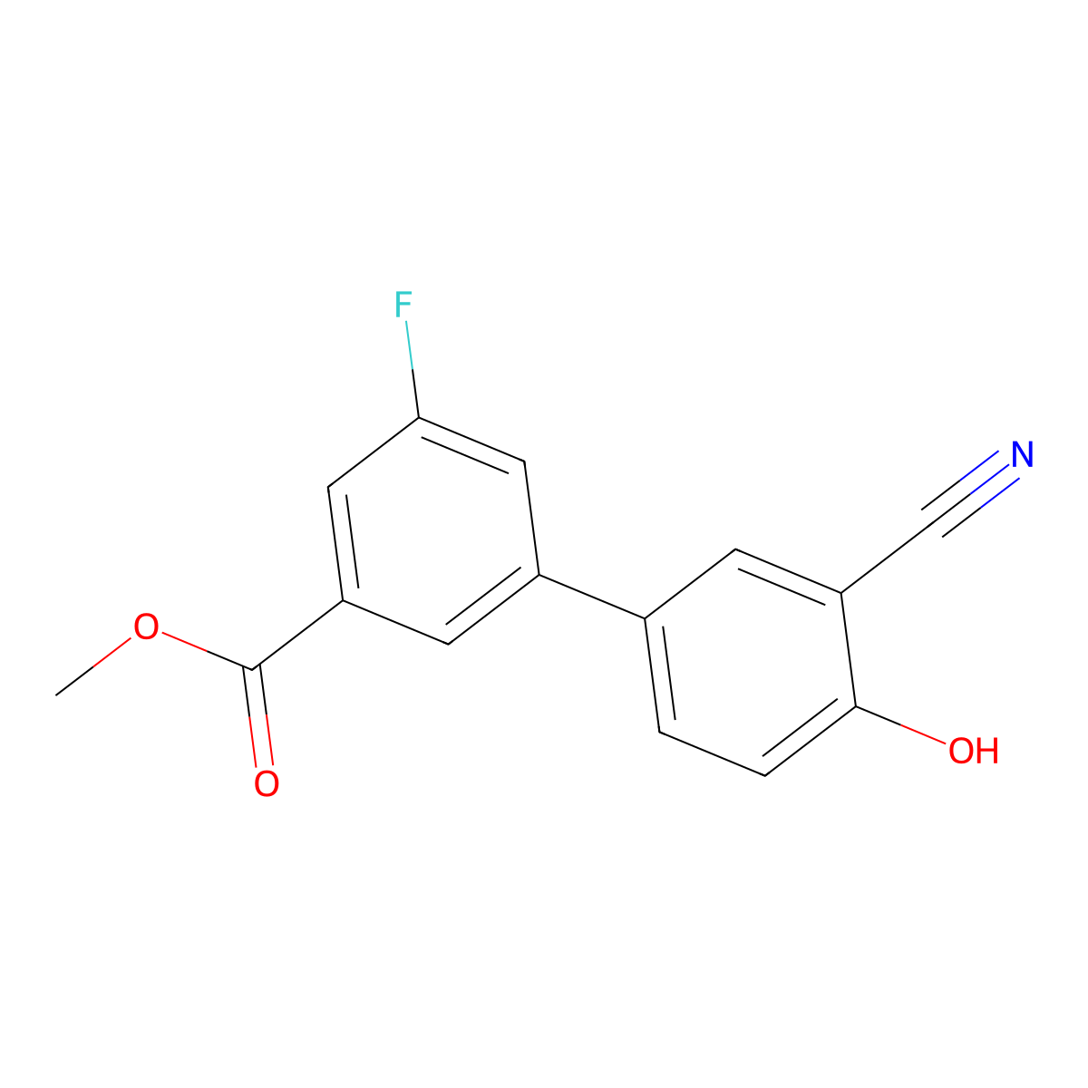 2-Cyano-4-(3-fluoro-5-methoxycarbonylphenyl)phenol molecular structure, CAS 1261918-27-7