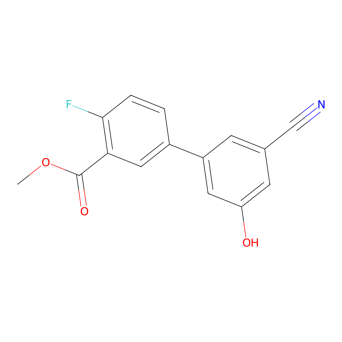 3-Cyano-5-(4-fluoro-3-methoxycarbonylphenyl)phenol molecular structure, CAS 1261918-35-7