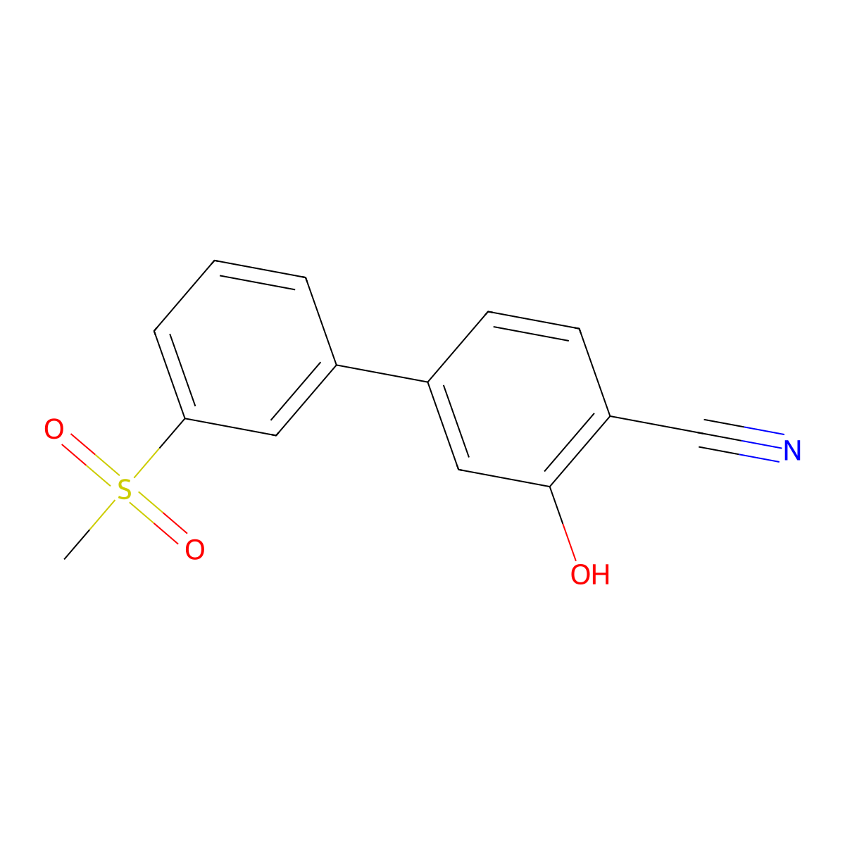 2-Cyano-5-(3-methylsulfonylphenyl)phenol molecular structure, CAS 1261918-41-5