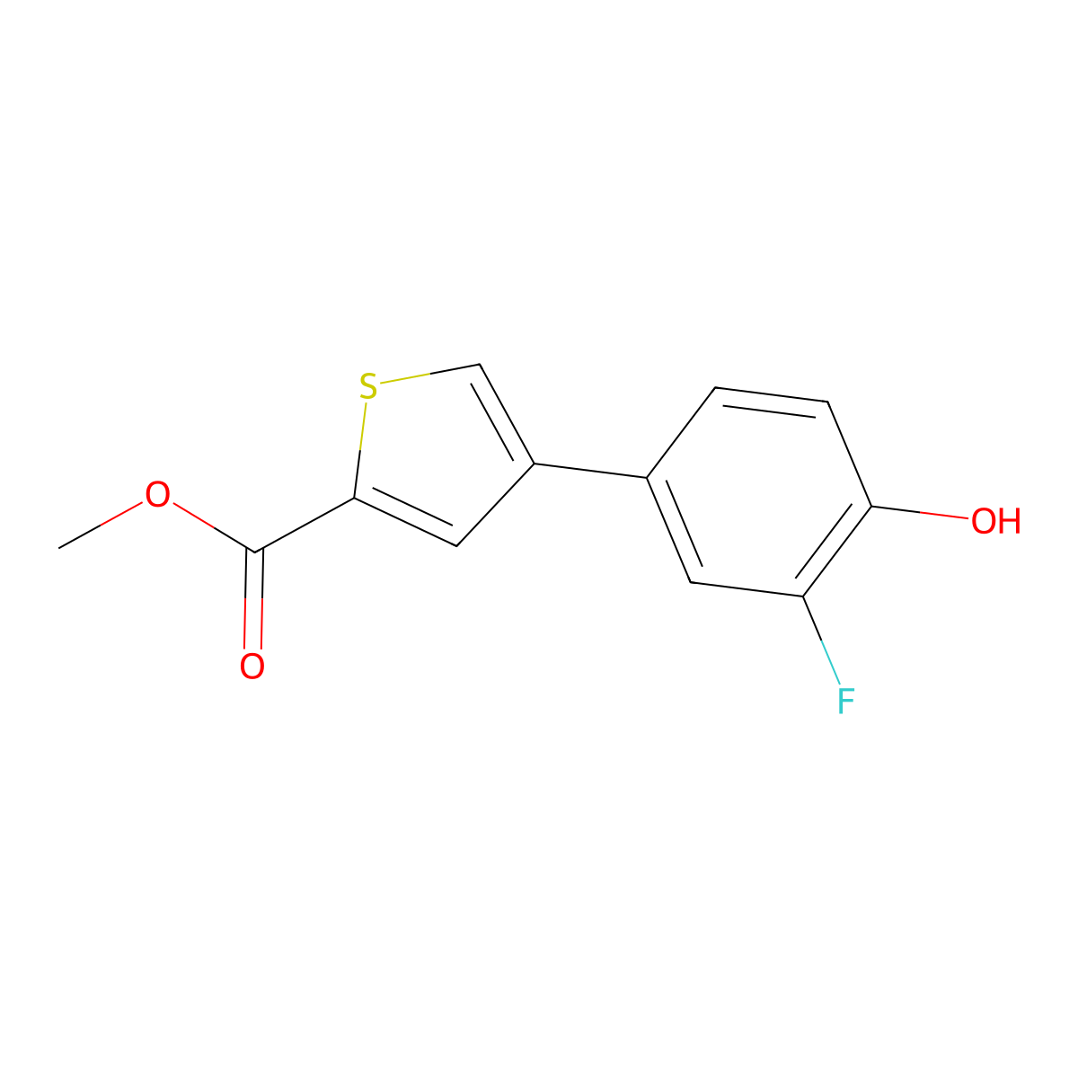 Methyl 4-(3-fluoro-4-hydroxyphenyl)thiophene-2-carboxylate molecular structure, CAS 1261918-43-7