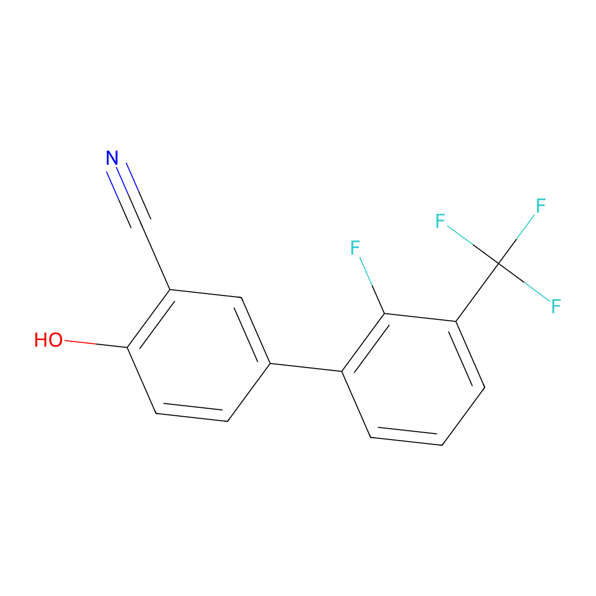 2-Cyano-4-(2-fluoro-3-trifluoromethylphenyl)phenol molecular structure, CAS 1261918-50-6