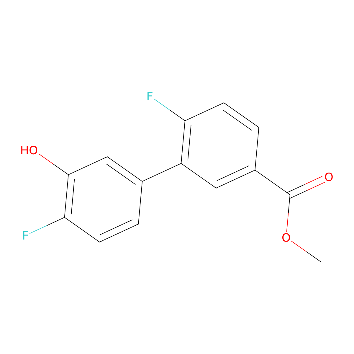 2-Fluoro-5-(2-fluoro-5-methoxycarbonylphenyl)phenol molecular structure, CAS 1261918-51-7