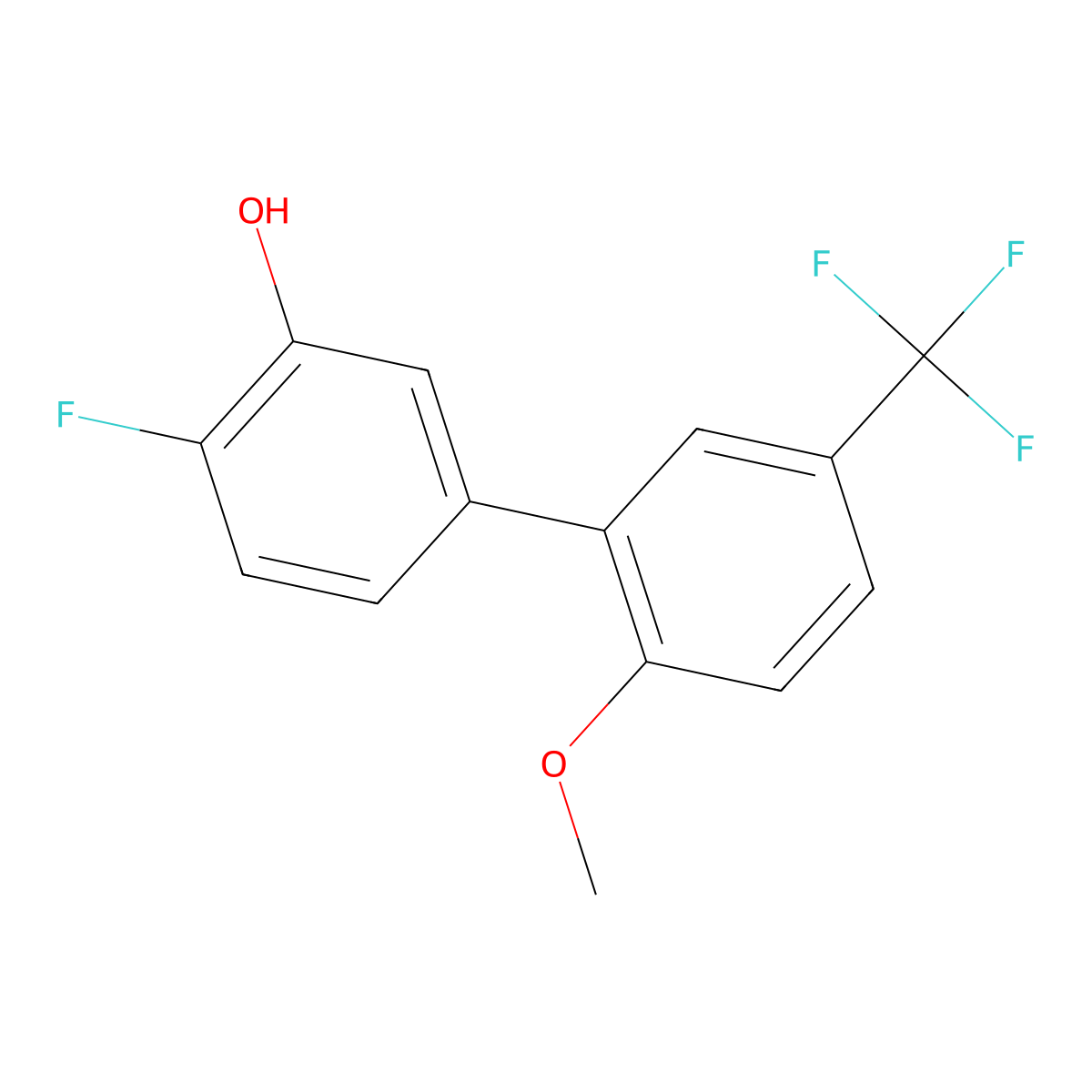 2-Fluoro-5-(2-methoxy-5-trifluoromethylphenyl)phenol molecular structure, CAS 1261918-73-3