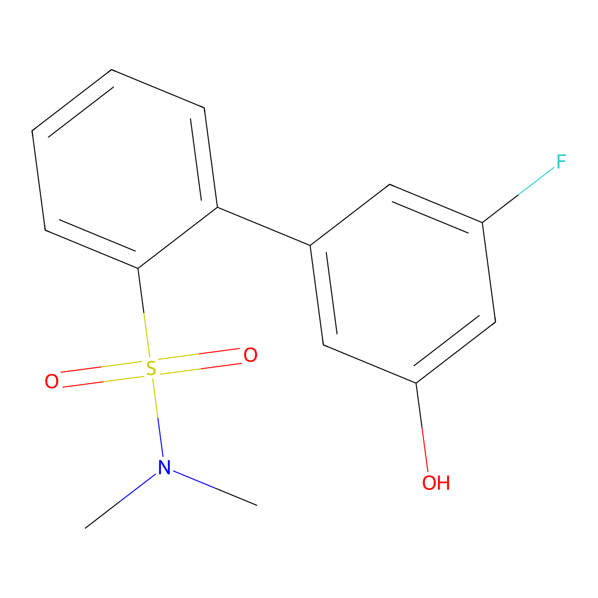 3'-Fluoro-5'-hydroxy-N,N-dimethyl-[1,1'-biphenyl]-2-sulfonamide molecular structure, CAS 1261918-76-6