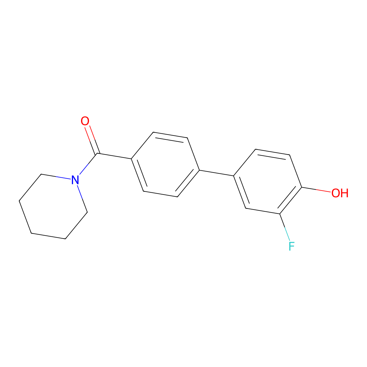 2-Fluoro-4-[4-(piperidine-1-carbonyl)phenyl]phenol molecular structure, CAS 1261918-78-8