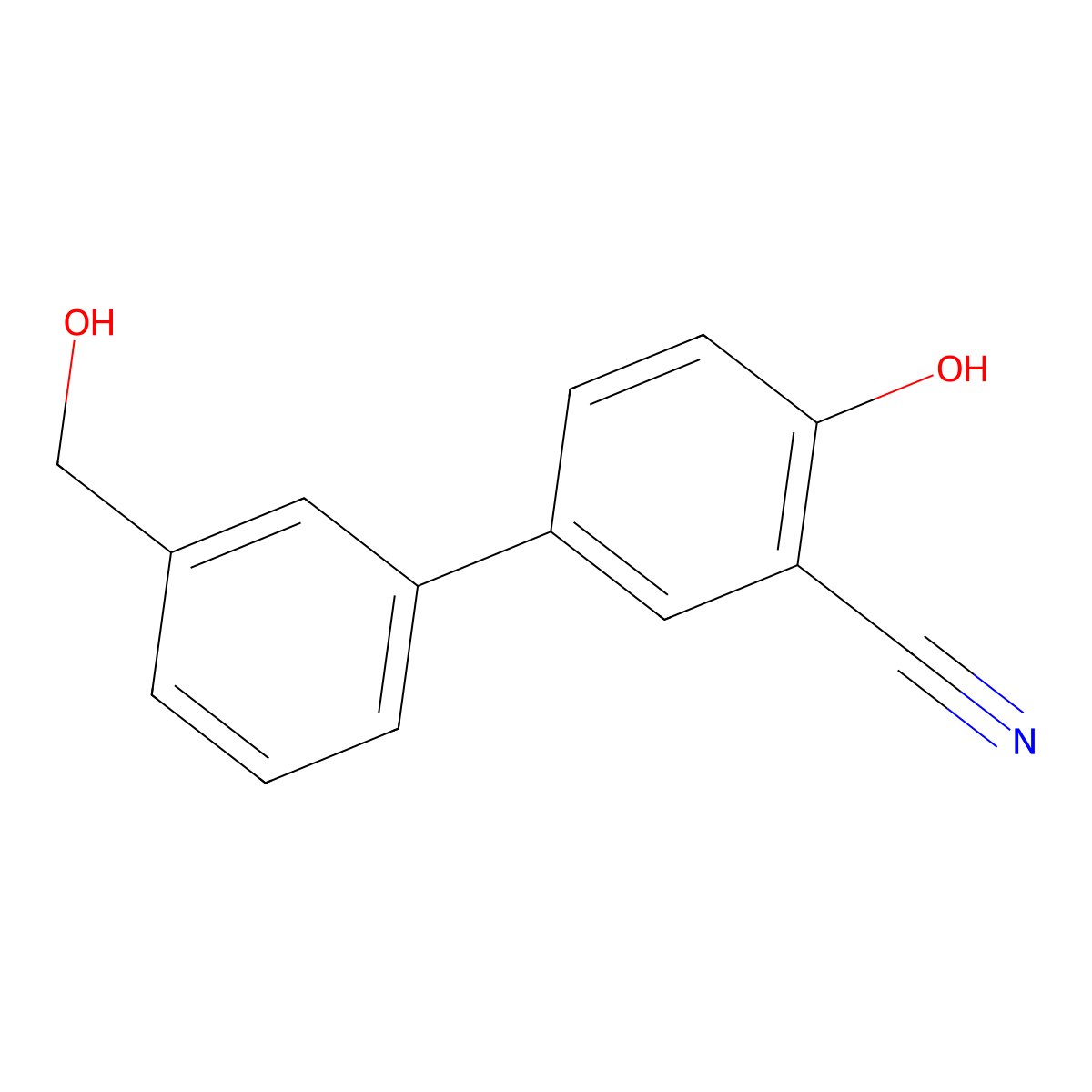 2-Cyano-4-(3-hydroxymethylphenyl)phenol molecular structure, CAS 1261918-89-1