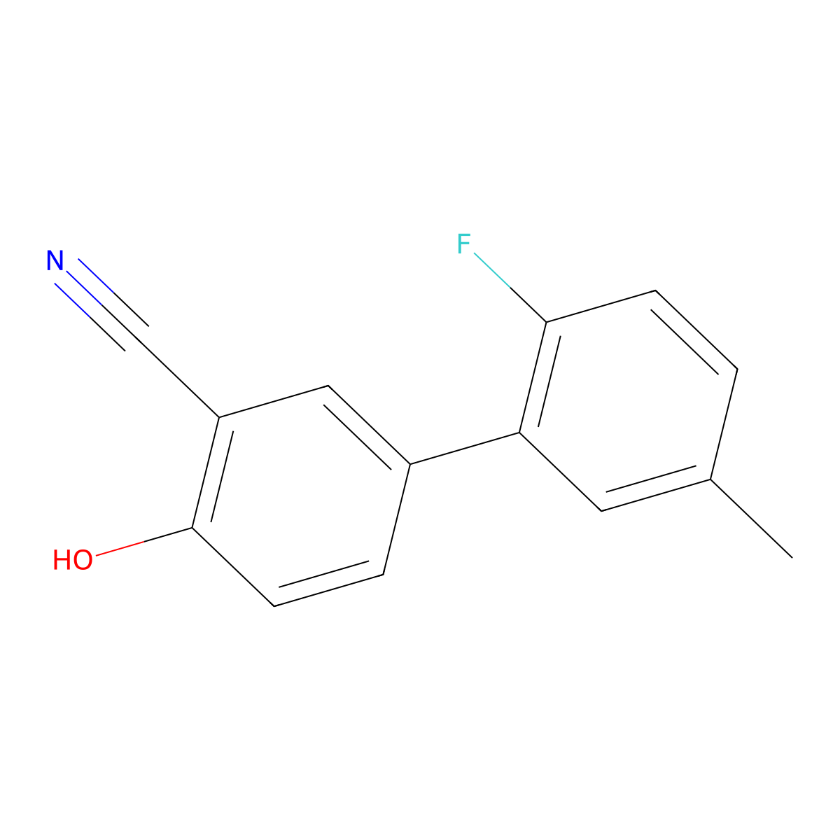 2-Cyano-4-(2-fluoro-5-methylphenyl)phenol molecular structure, CAS 1261918-93-7