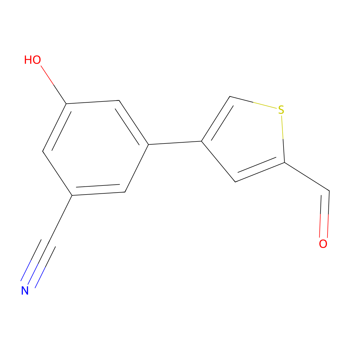 3-(5-Formylthiophen-3-yl)-5-hydroxybenzonitrile molecular structure, CAS 1261919-01-0