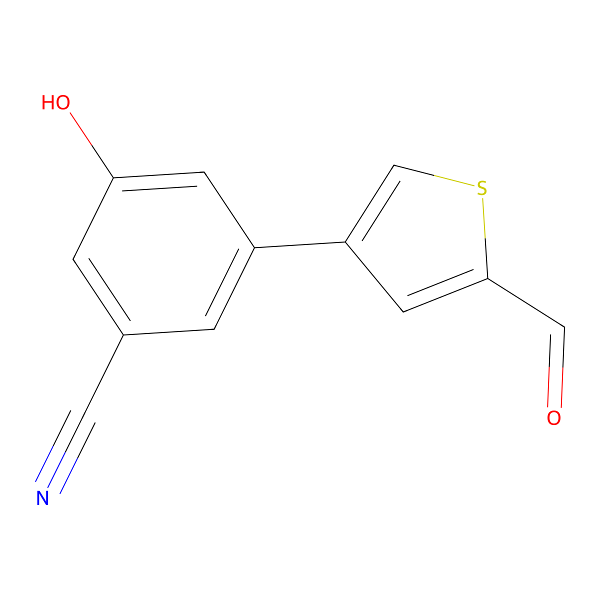 3-(5-Formylthiophen-3-yl)-5-hydroxybenzonitrile molecular structure, CAS 1261919-01-0