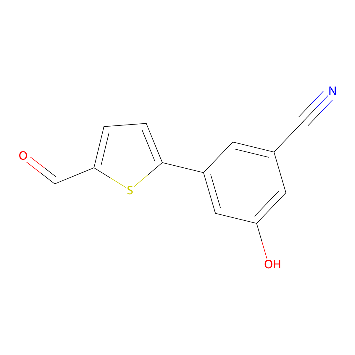 3-(5-Formylthiophen-2-yl)-5-hydroxybenzonitrile molecular structure, CAS 1261919-02-1