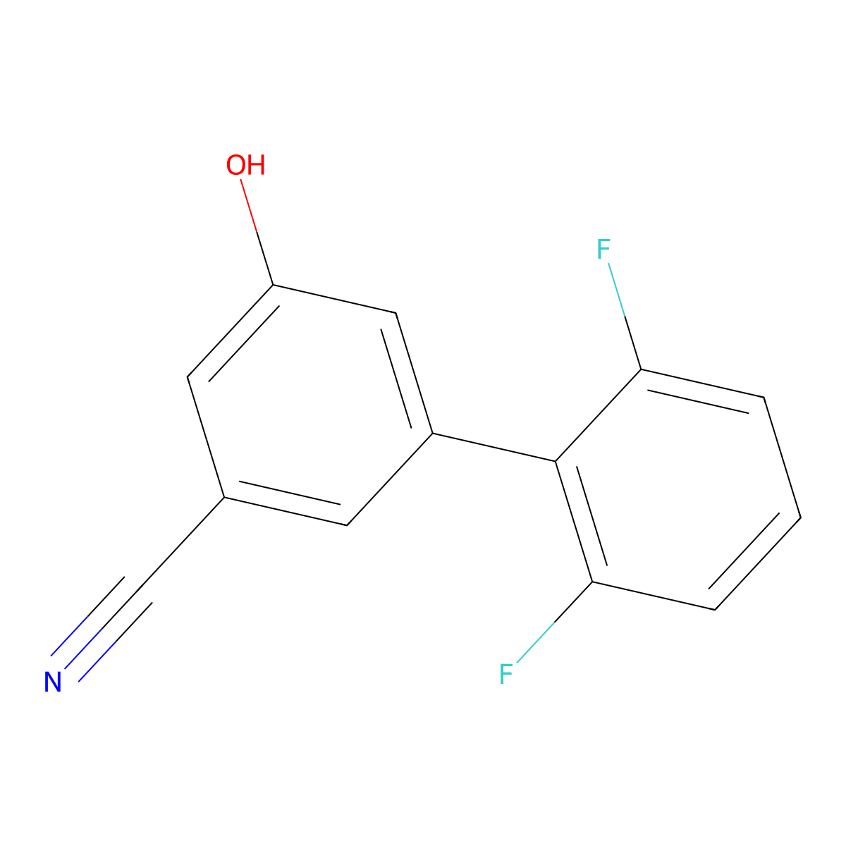 3-Cyano-5-(2,6-difluorophenyl)phenol molecular structure, CAS 1261919-07-6