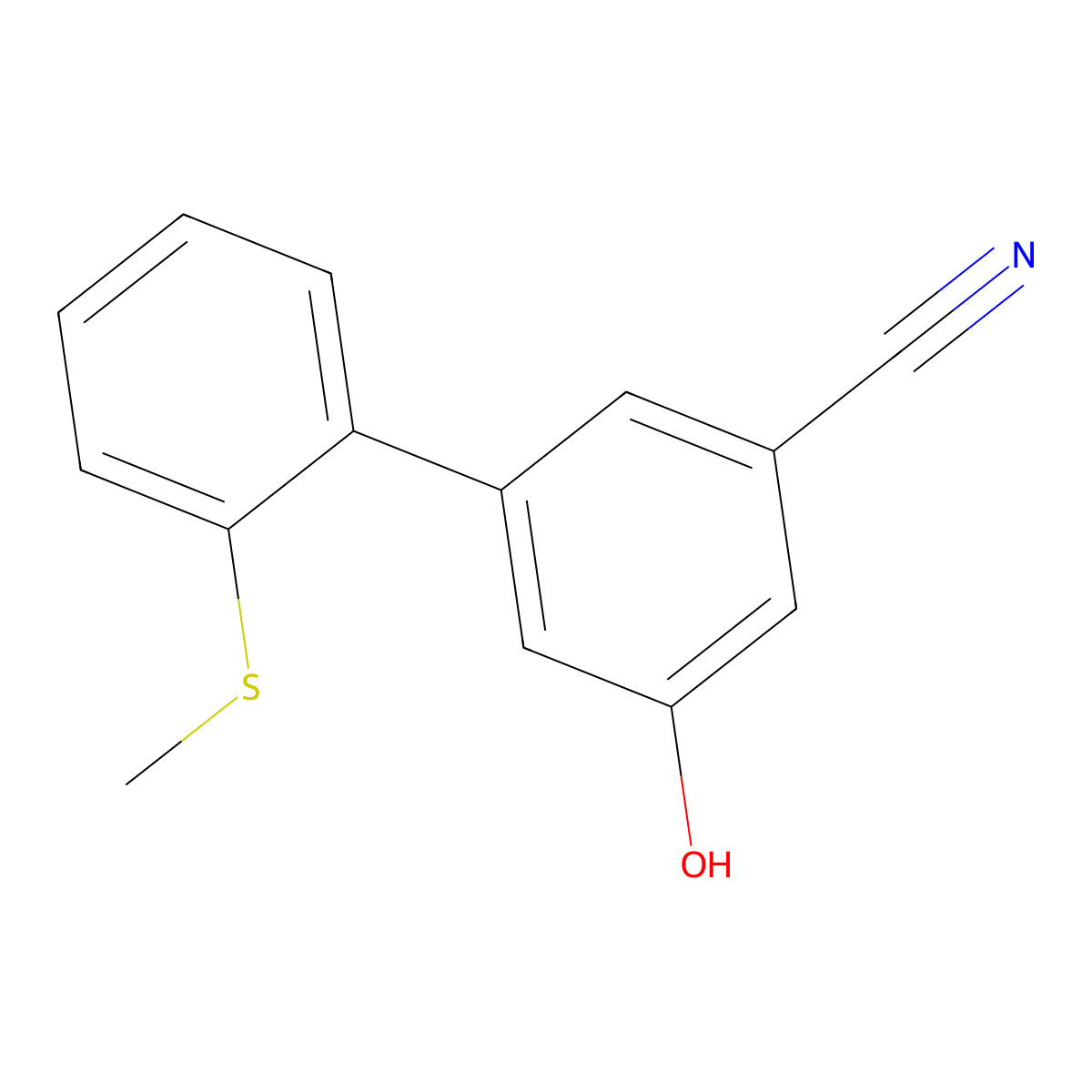 3-Cyano-5-(2-methylthiophenyl)phenol molecular structure, CAS 1261919-10-1