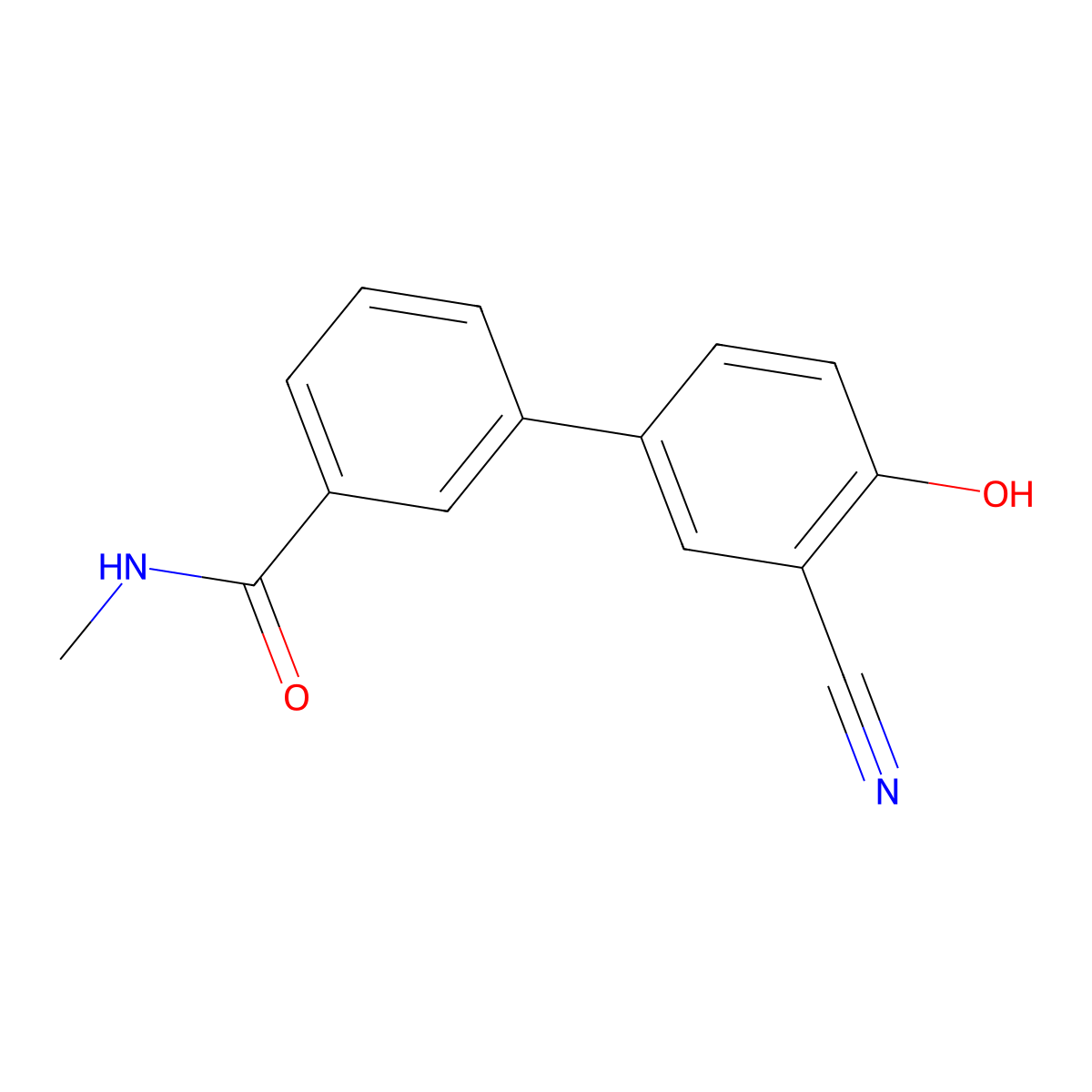 2-Cyano-4-[3-(N-methylaminocarbonyl)phenyl]phenol molecular structure, CAS 1261919-17-8