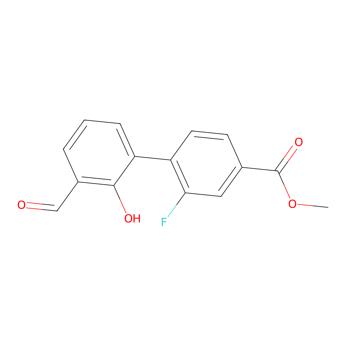 6-(2-Fluoro-4-methoxycarbonylphenyl)-2-formylphenol molecular structure, CAS 1261919-28-1