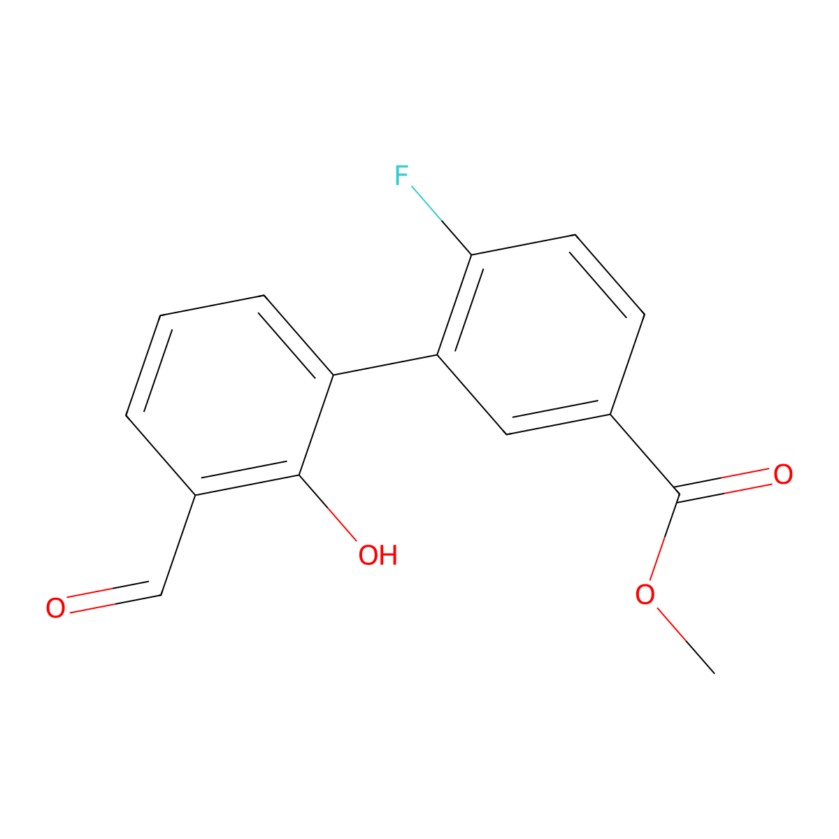 6-(2-Fluoro-5-methoxycarbonylphenyl)-2-formylphenol molecular structure, CAS 1261919-29-2