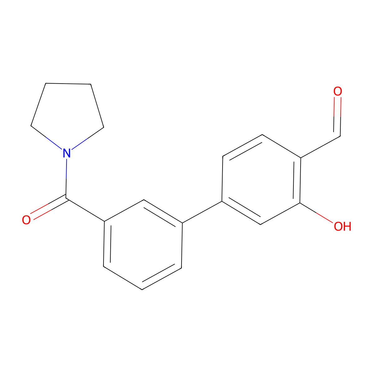 2-Formyl-5-(3-pyrrolidinylcarbonylphenyl)phenol molecular structure, CAS 1261919-40-7