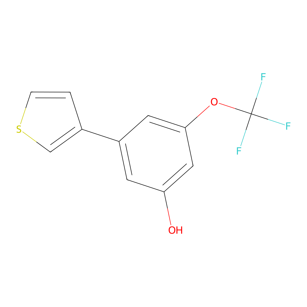 5-(Thiophen-3-YL)-3-trifluoromethoxyphenol molecular structure, CAS 1261919-48-5
