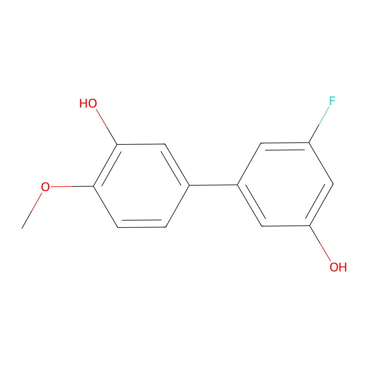 5-(3-Fluoro-5-hydroxyphenyl)-2-methoxyphenol molecular structure, CAS 1261919-60-1