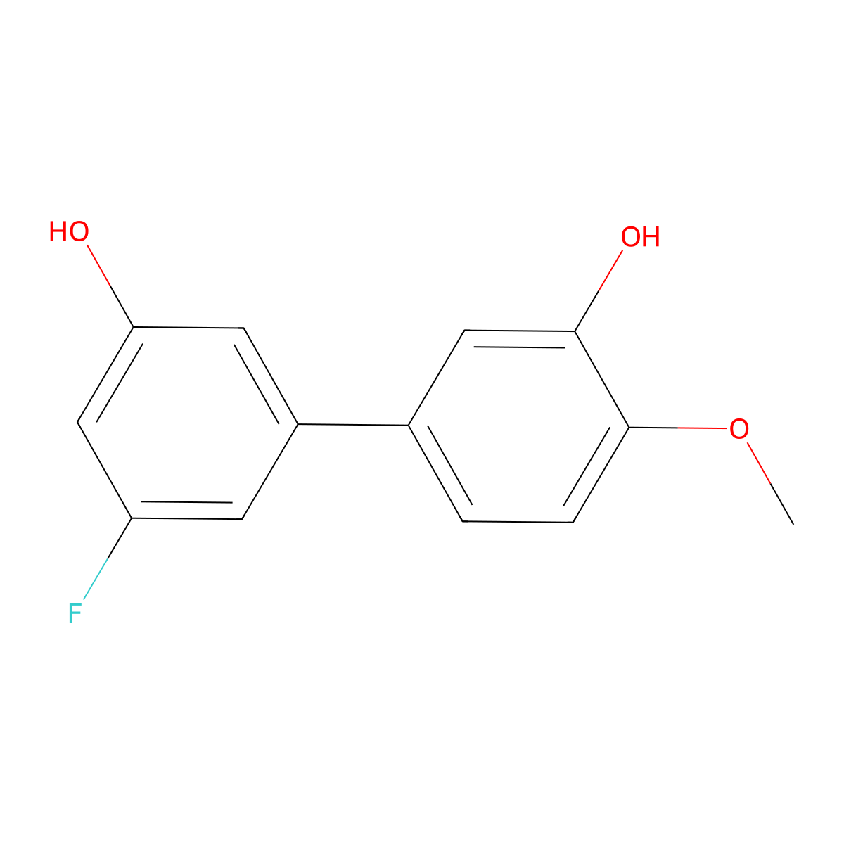 5-(3-Fluoro-5-hydroxyphenyl)-2-methoxyphenol molecular structure, CAS 1261919-60-1